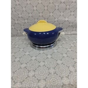 Vintage Porcelain Ceramic Casserole Soup Tureen Dish With Silver Holder Bowl Lid